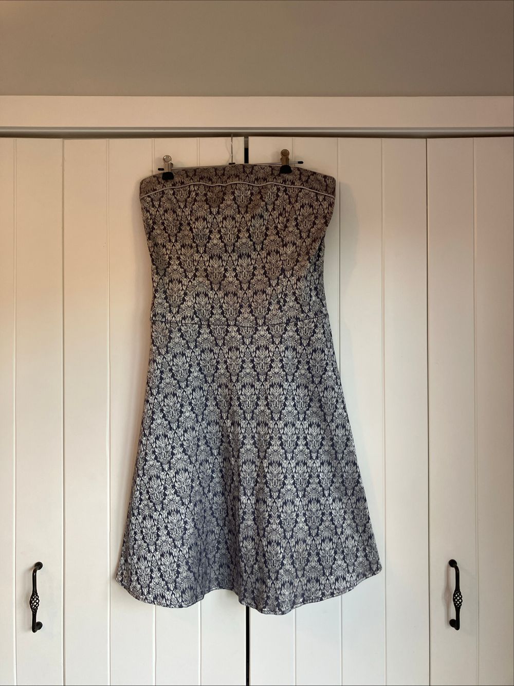 Teeze Me - blue and silver strapless dress