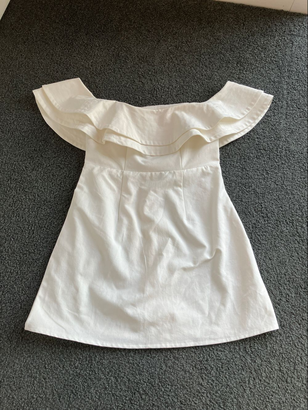 knee length dresses for ladies Here Comes The Sun Ruffled Mini Dress - White, Large | Hazel and Olive main image 0
