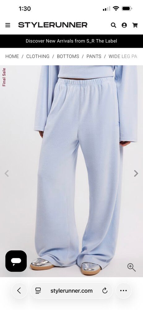 Stylerunner Posh Velour Trackpant Sky Blue XL