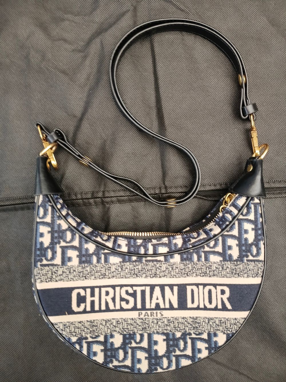 Christian Dior Blue Oblique Monogram Hobo Bag