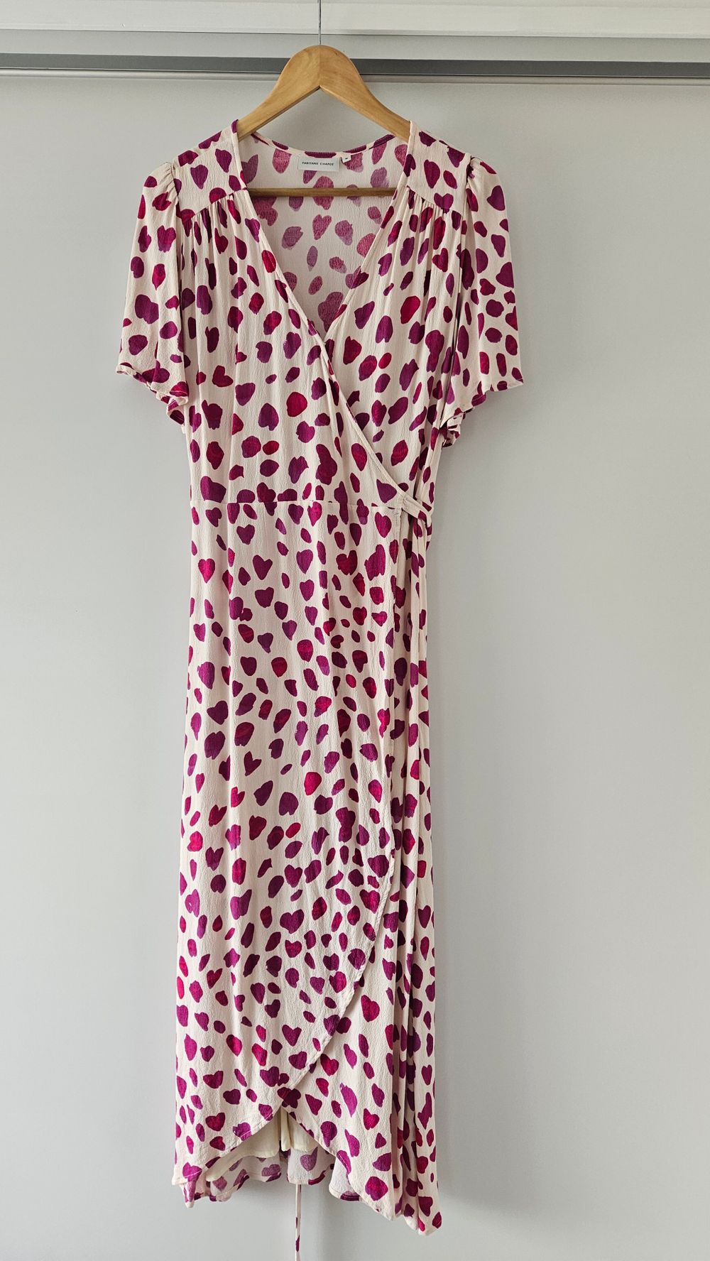 Fabienne Chapot Pink Purple Heart Print Wrap Dress