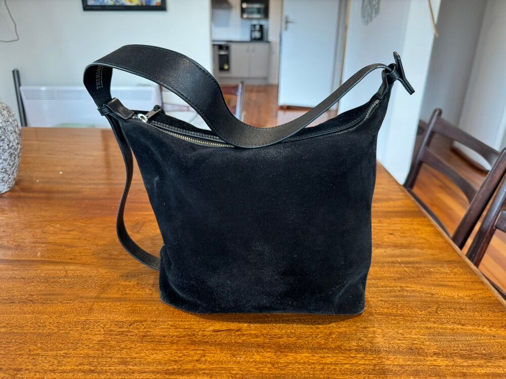 Suede Black Shoulder Bag