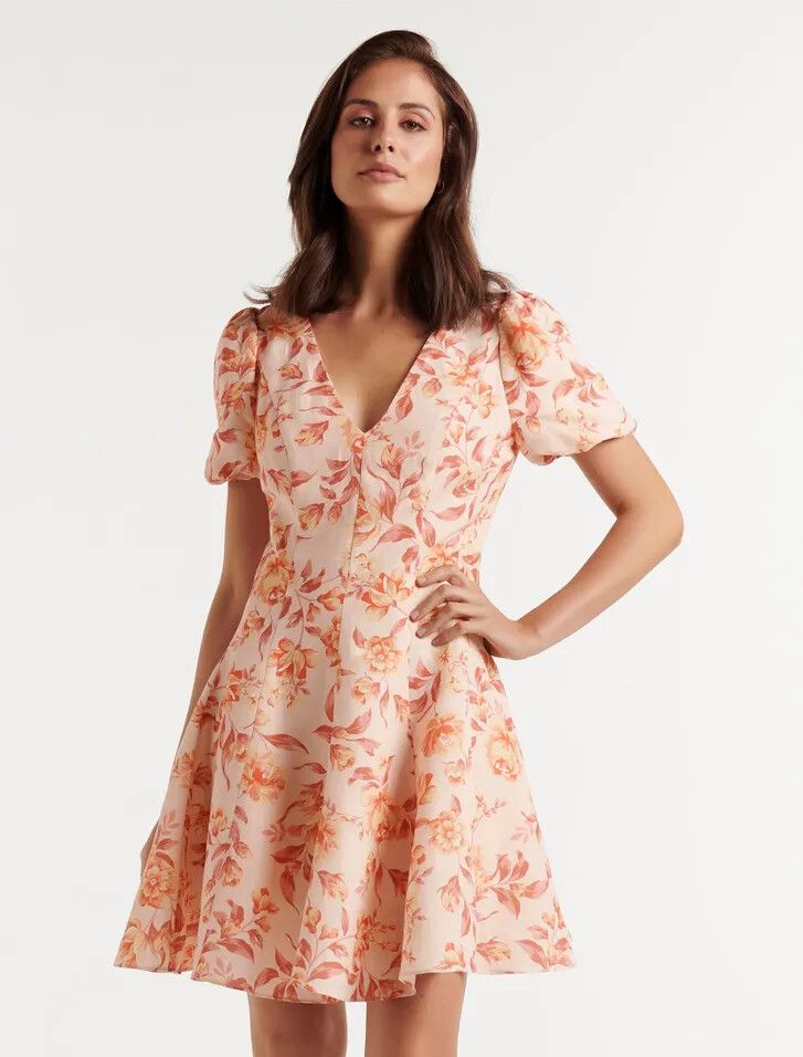 Forever New - FOREVER NEW Linen Violet Fit and Flare Mini Dress on Designer  Wardrobe