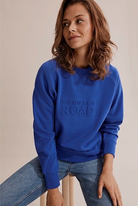 COUNTRY ROAD Australian Cotton Modern Embossed Sweat Crew Neck Jumper