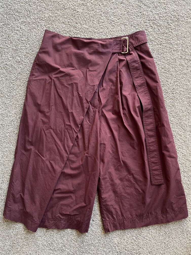 Cos Burgundy Cotton Wrap Skirt Shorts 36