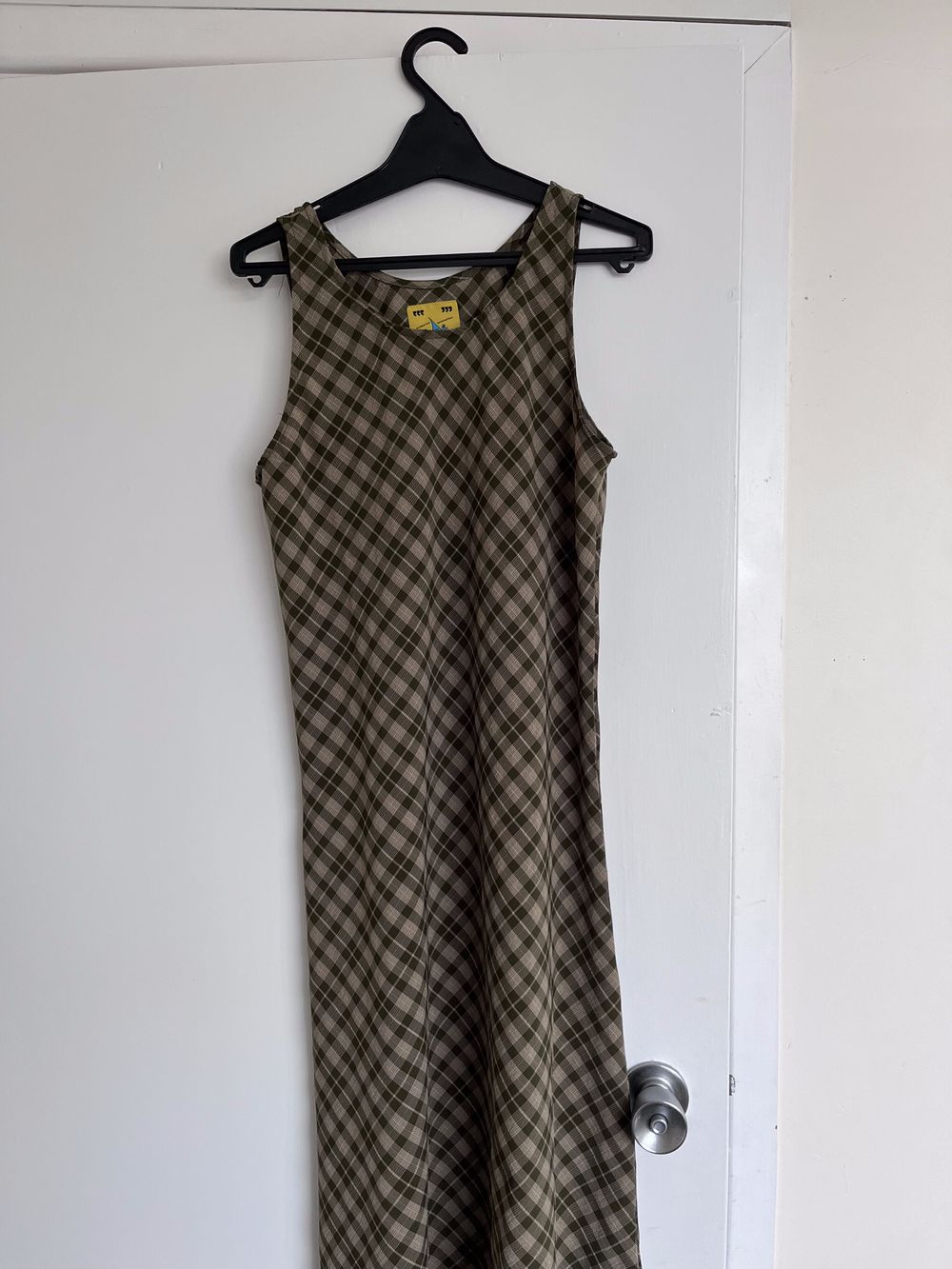 Unif Green Plaid Sleeveless Dress