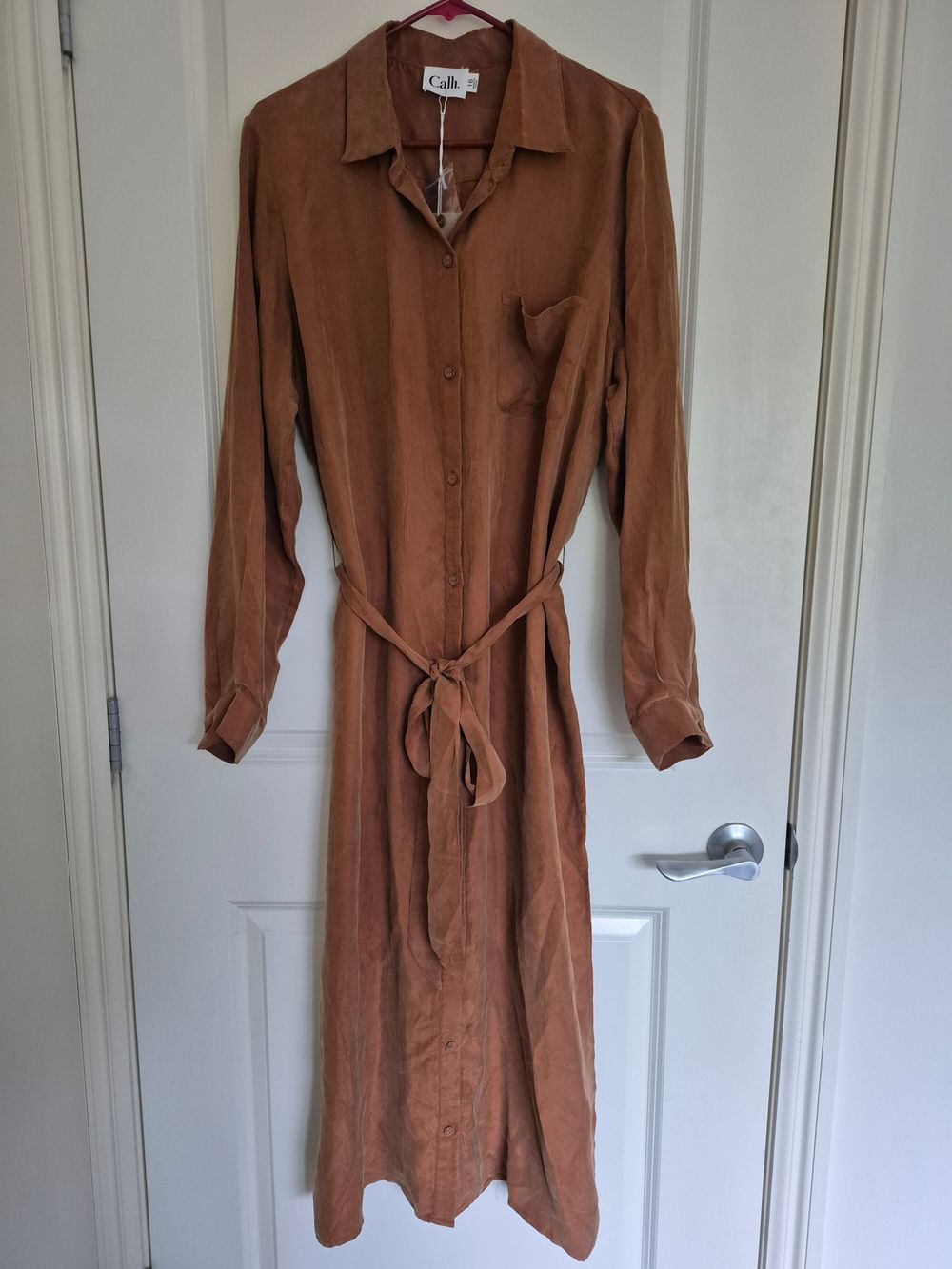 Tan shirt dress