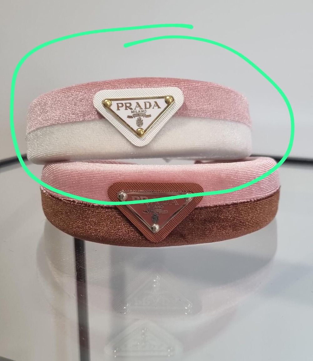 Pink and white headband