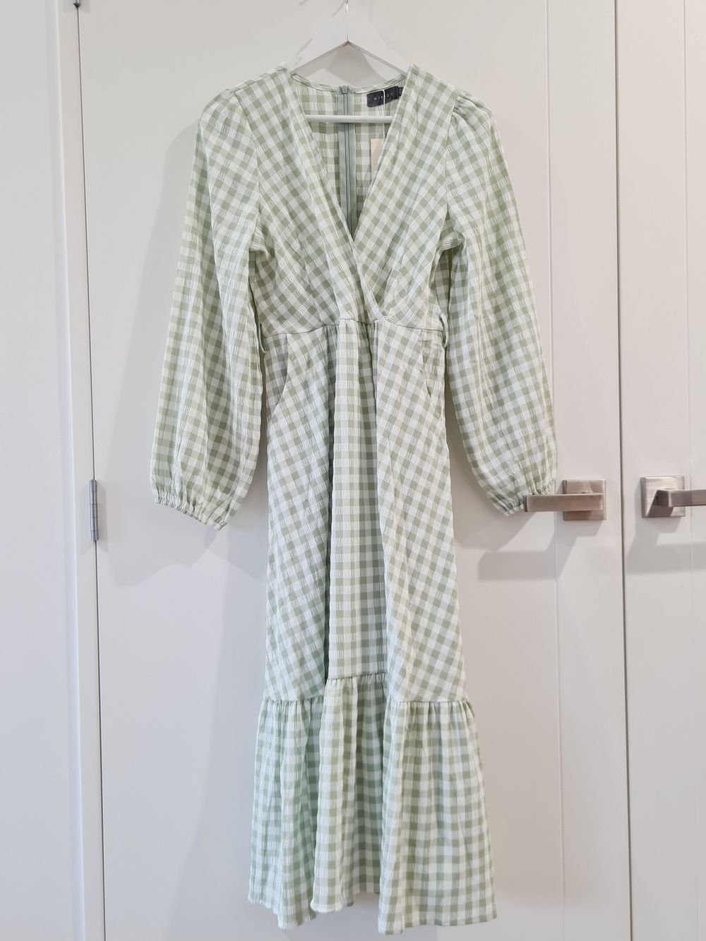 Mirrou Sage Checked Maxi Dress
