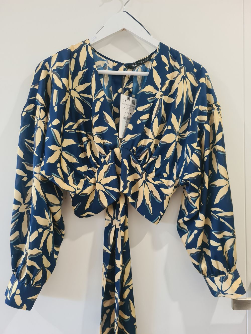 ZARA Satin Floral Cropped Top