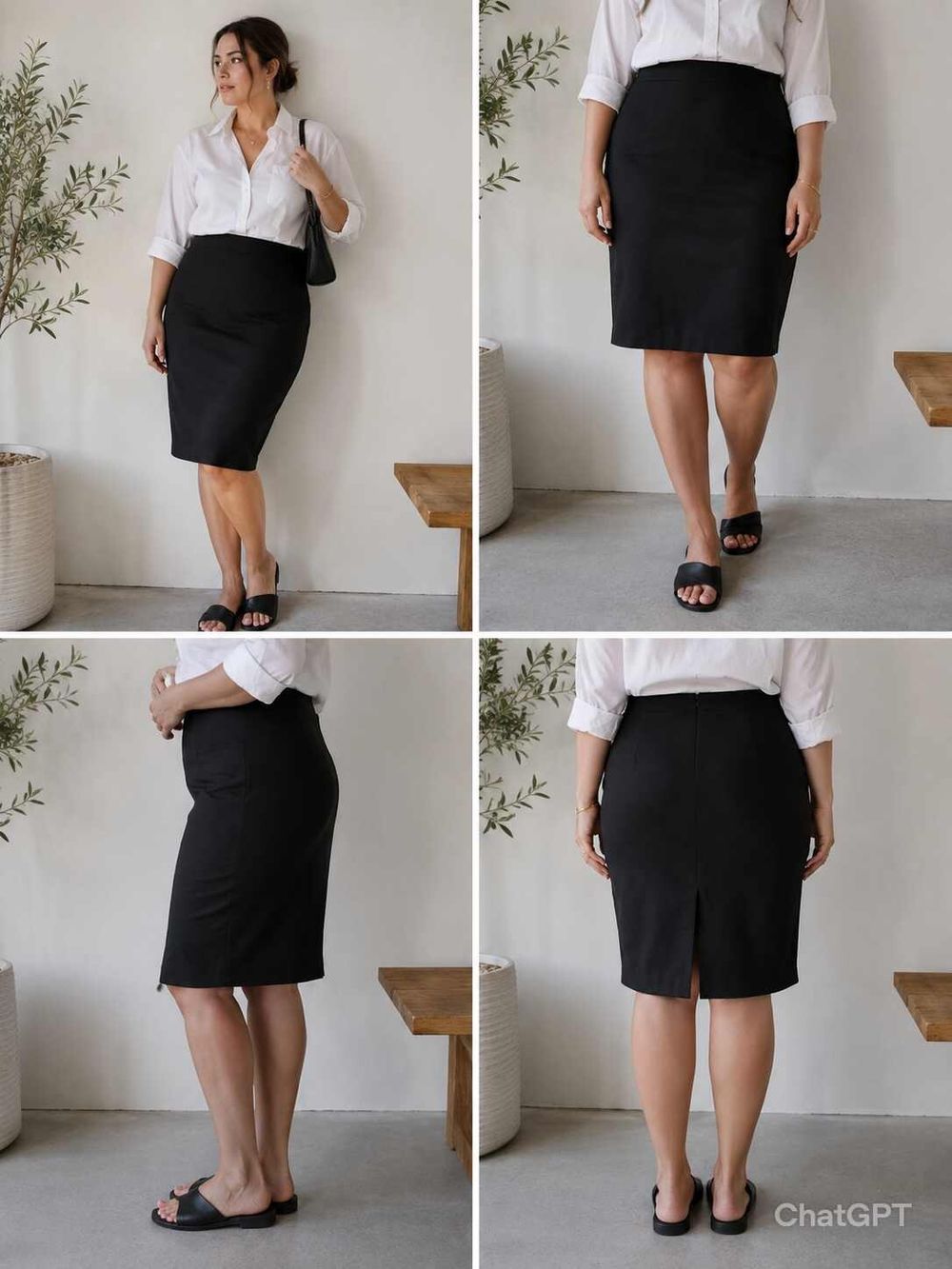 Country Road Black Classic Knee length Skirt with Zipper detail size 16