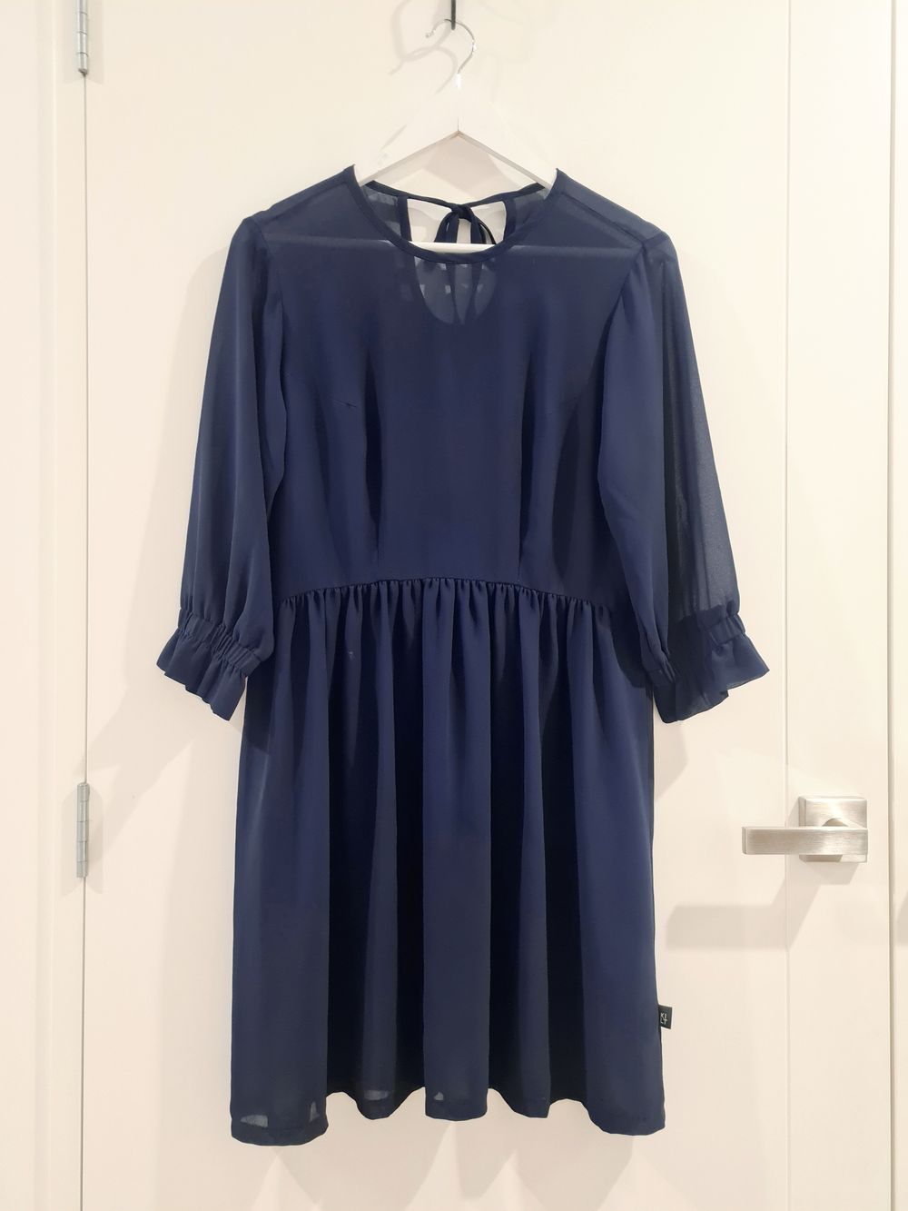 Kilt Navy Blue Sheer Short sleeve Babydoll Relaxed Short Dress fits 8-10