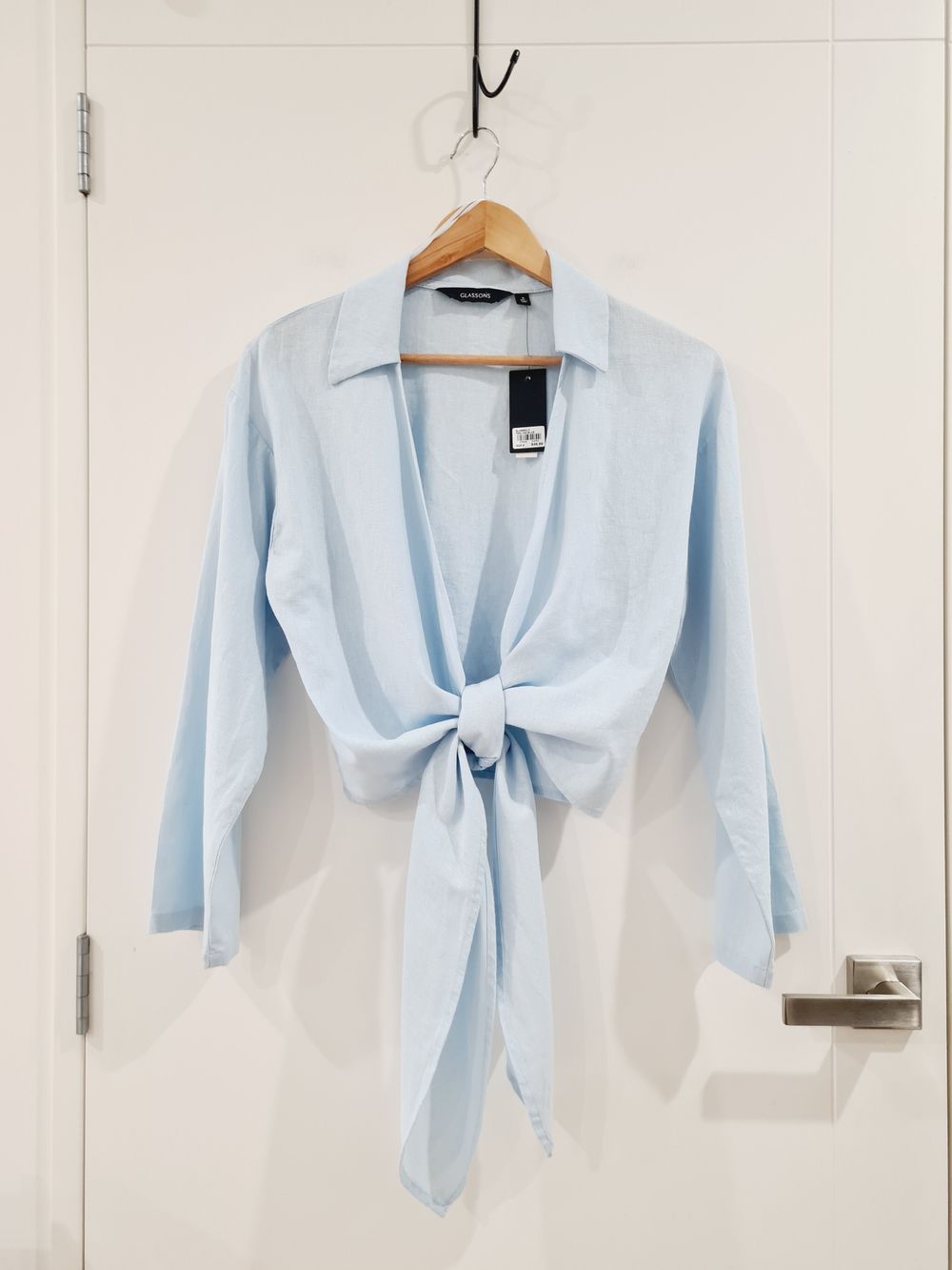 Glassons Blue Line tie-front V neck Long Sleeve Top/shirt Sie 6-8