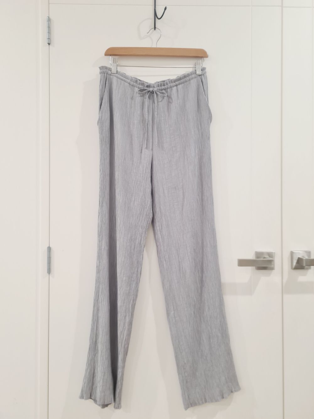 ZARA Grey Textured Viscose Relaxed Pants