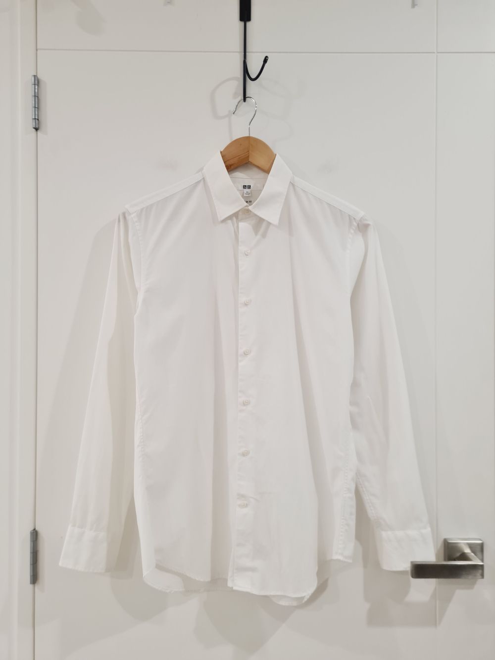 Uniqlo Men Slim Fit White Dress Shirt XS Stretch Cotton
