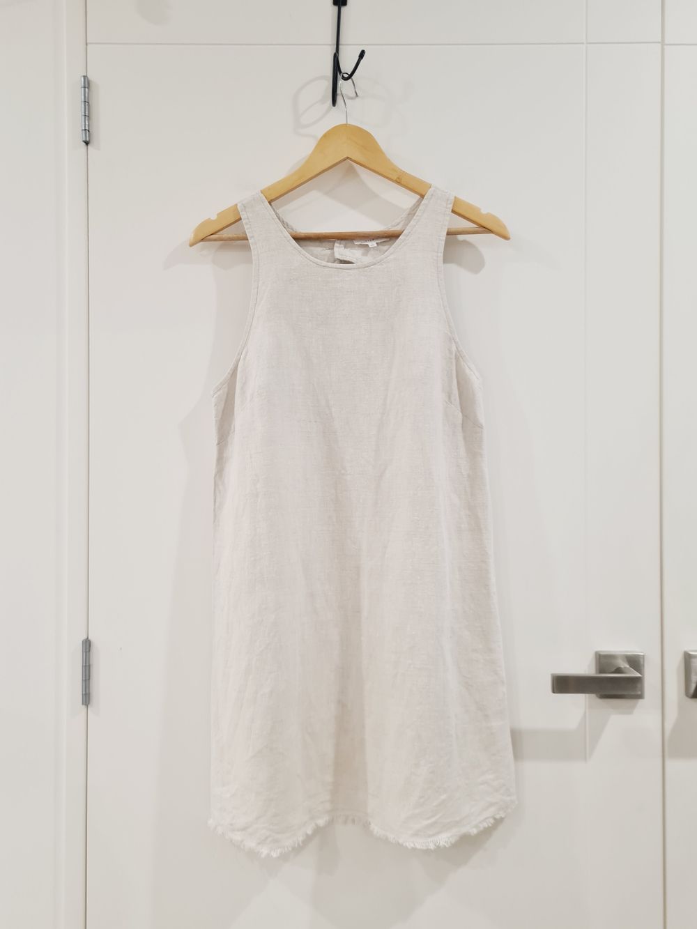 Little Lies Natural Linen Classic Sleeveless Short Dress – fits NZ 8–10