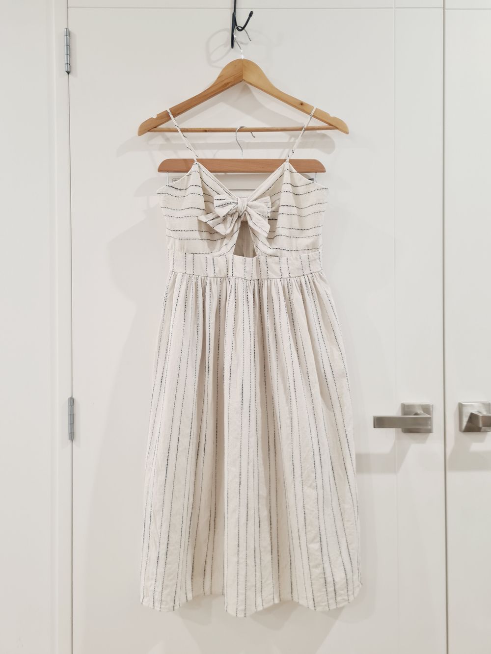 Zara Natural Cotton Tie Detail Cami Sleeveless Midi Dress – Fits 10–12