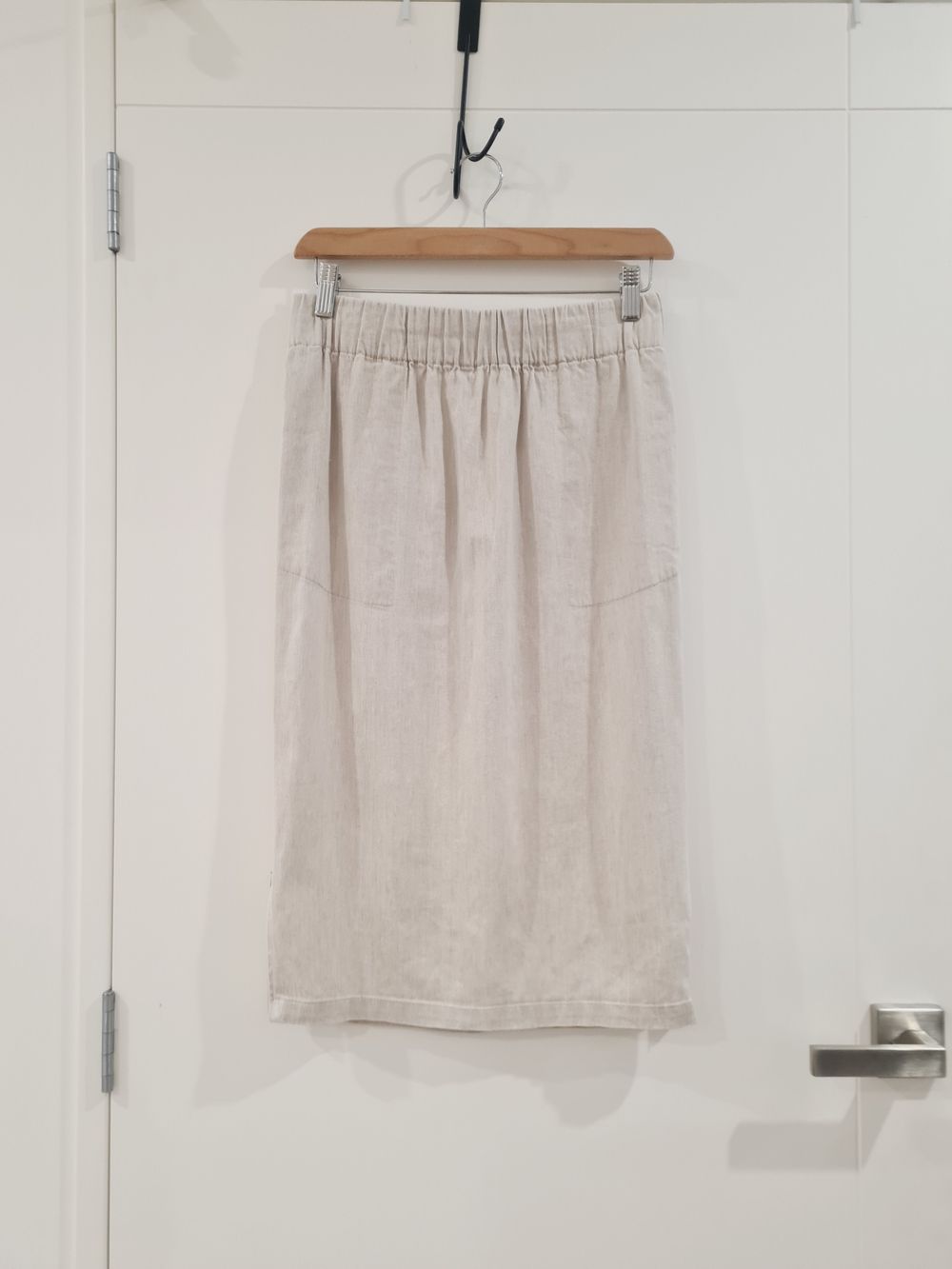 Knuefermann Beige Marl Structured Cotton Linen Skirt fits 8-10