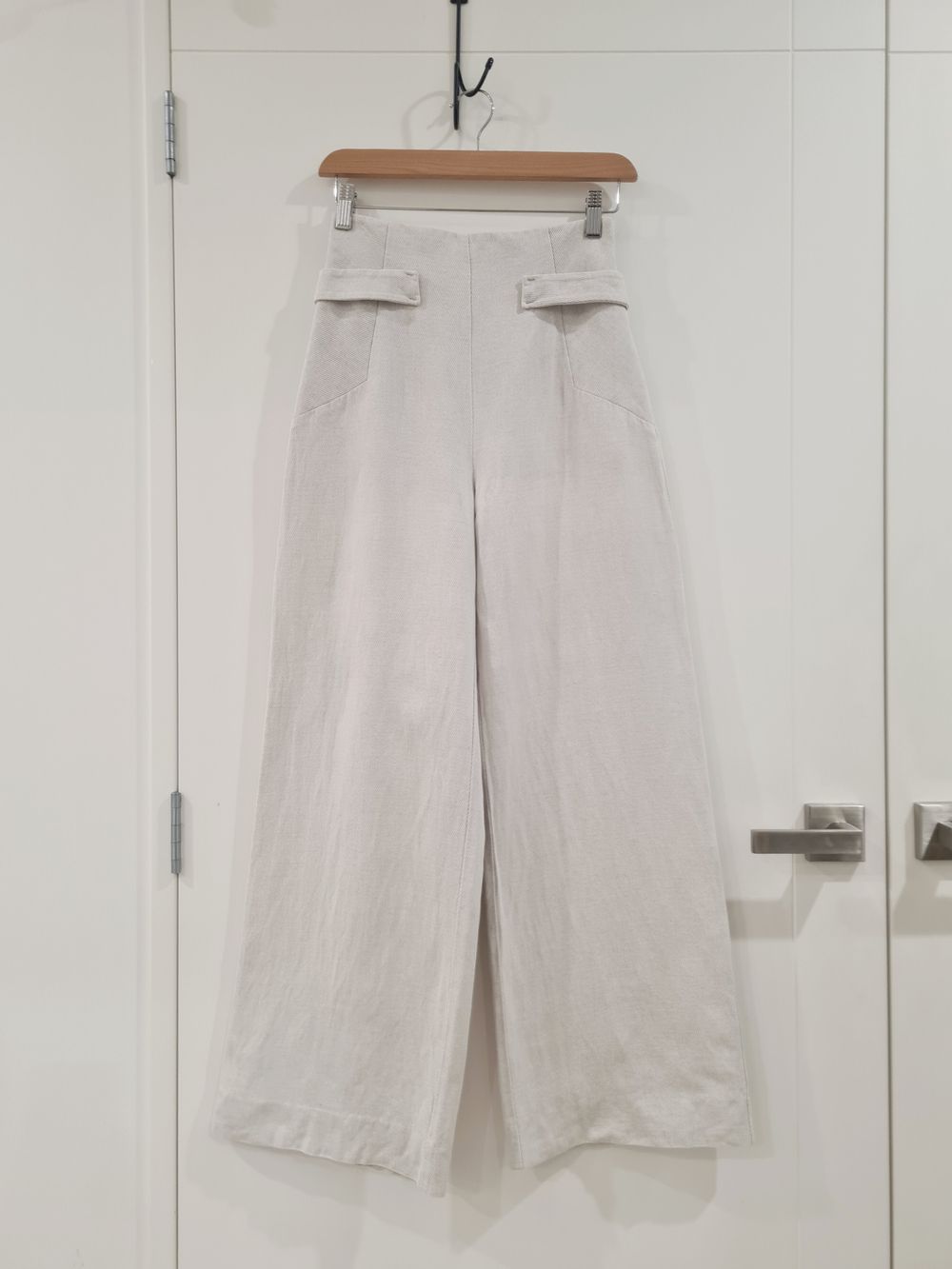 Cue Natural Grey Marl Structured Wide Leg Pants