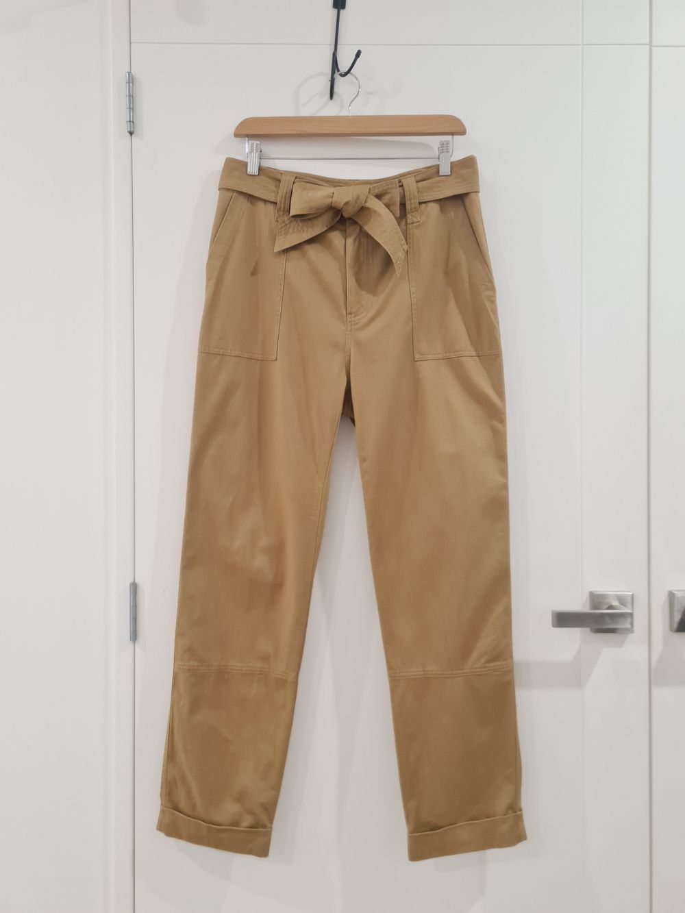RUE de FEMME Caramel Brown Straight Belted detail Cotton Pants size M