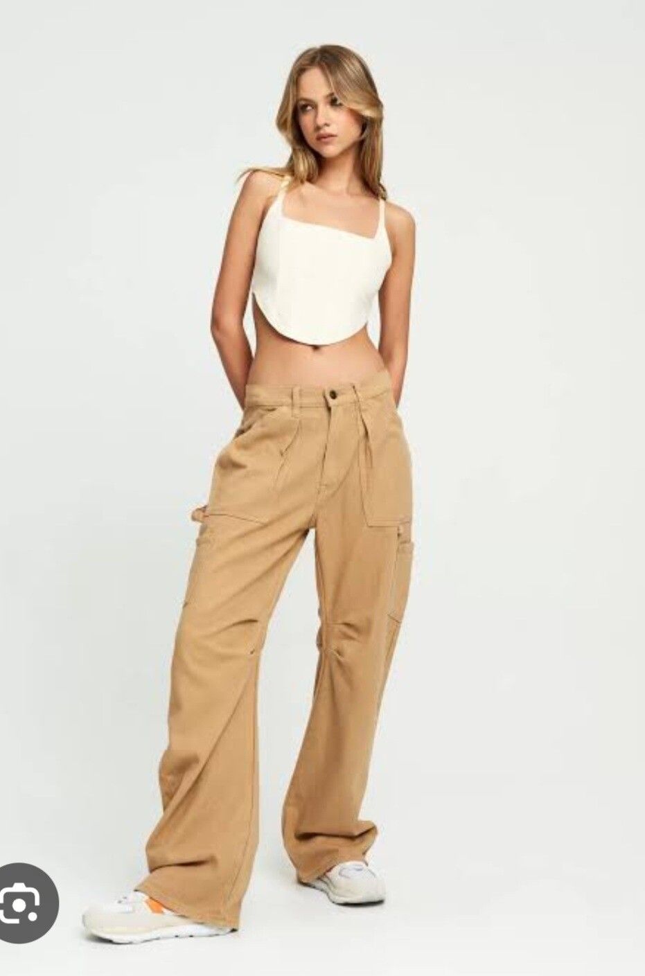 Lioness Beige Vintage Cargo Wide Leg Jean - Miami Vice Pant size XS