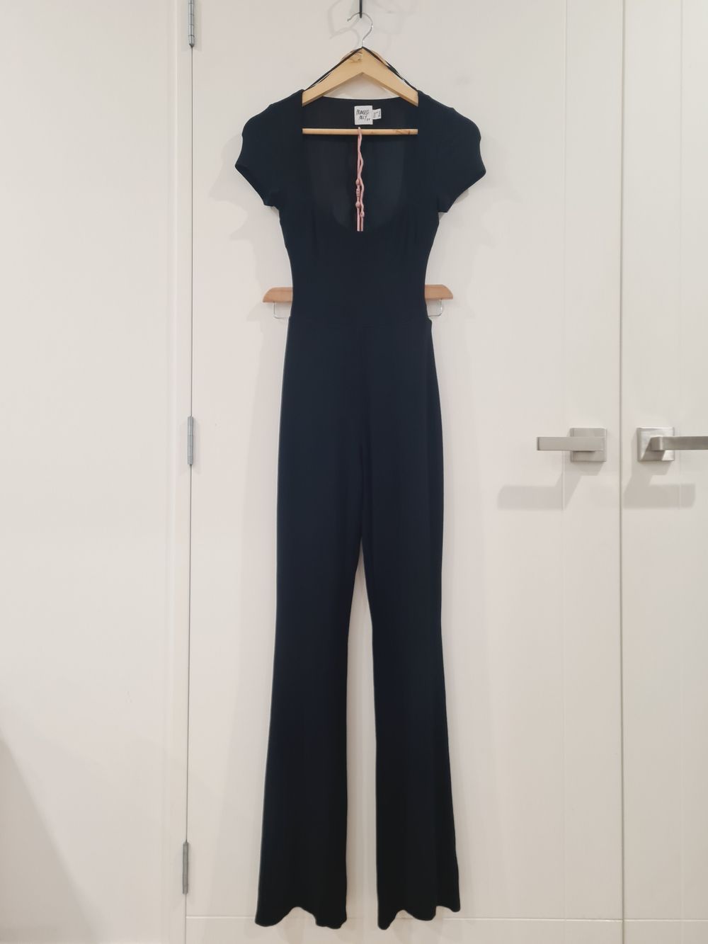 Princess Polly Black Jersey Flare Jumpsuit – V Neck Athleisure Fit