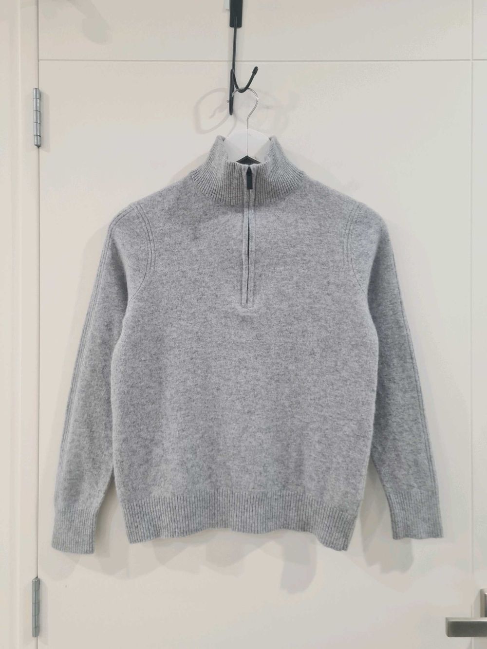 Calvin Klein Grey Marl Premium Luxe Half Zip Jumper