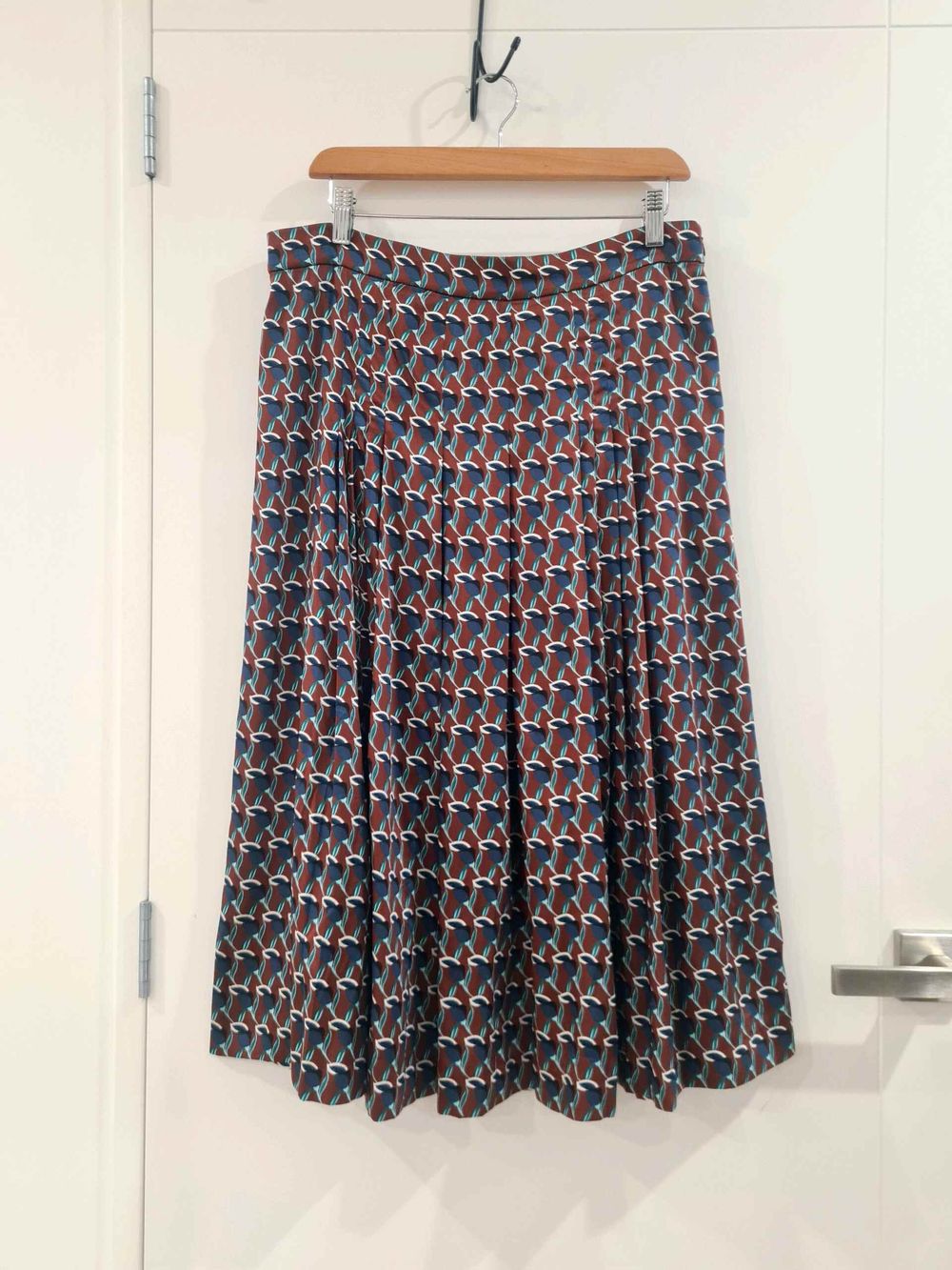 ZARA Burgundy Patterned Flowy Midi Skirt