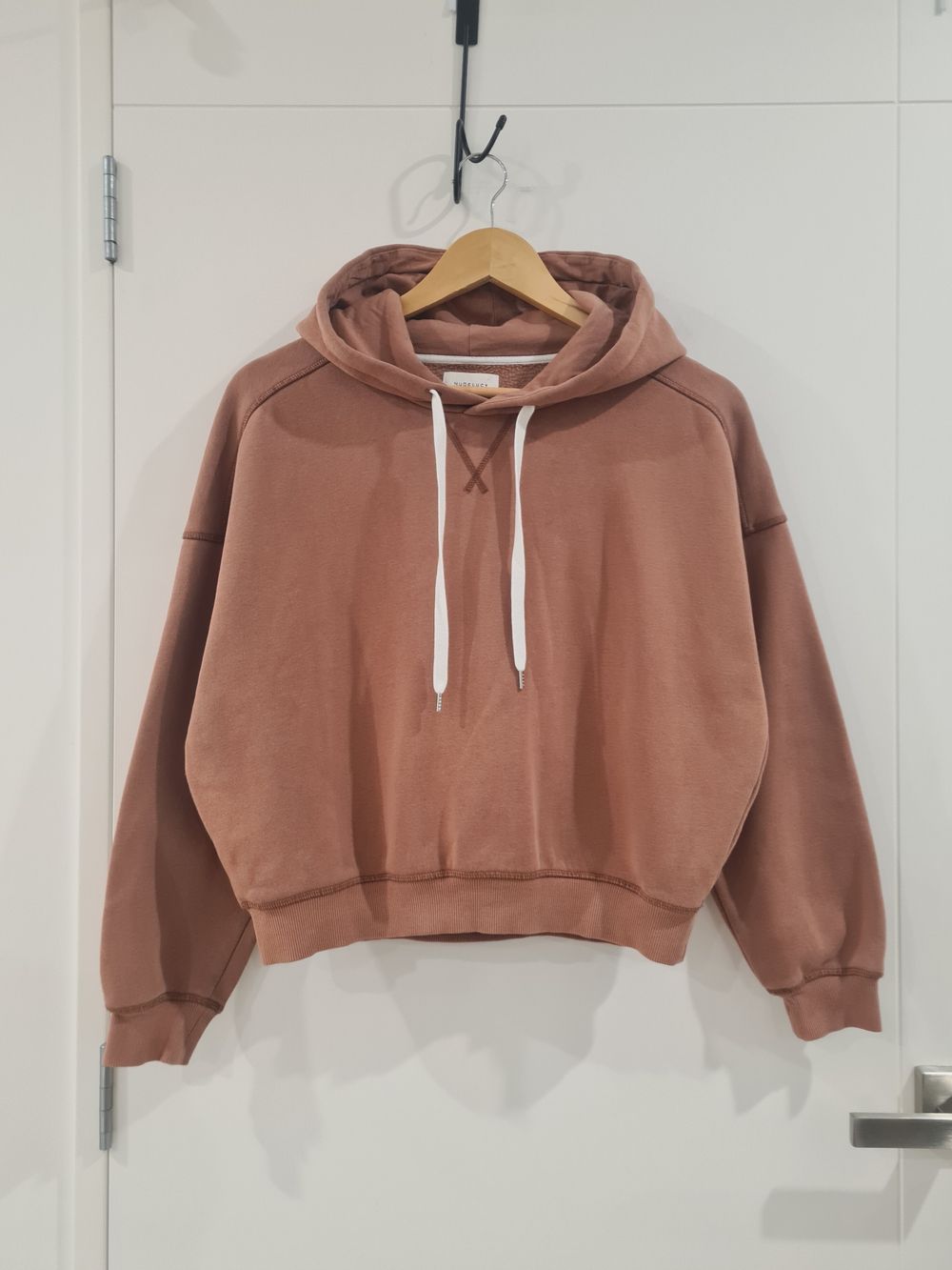 Nude Lucy Warm Cognac Cropped Hoodie Sweatshirt