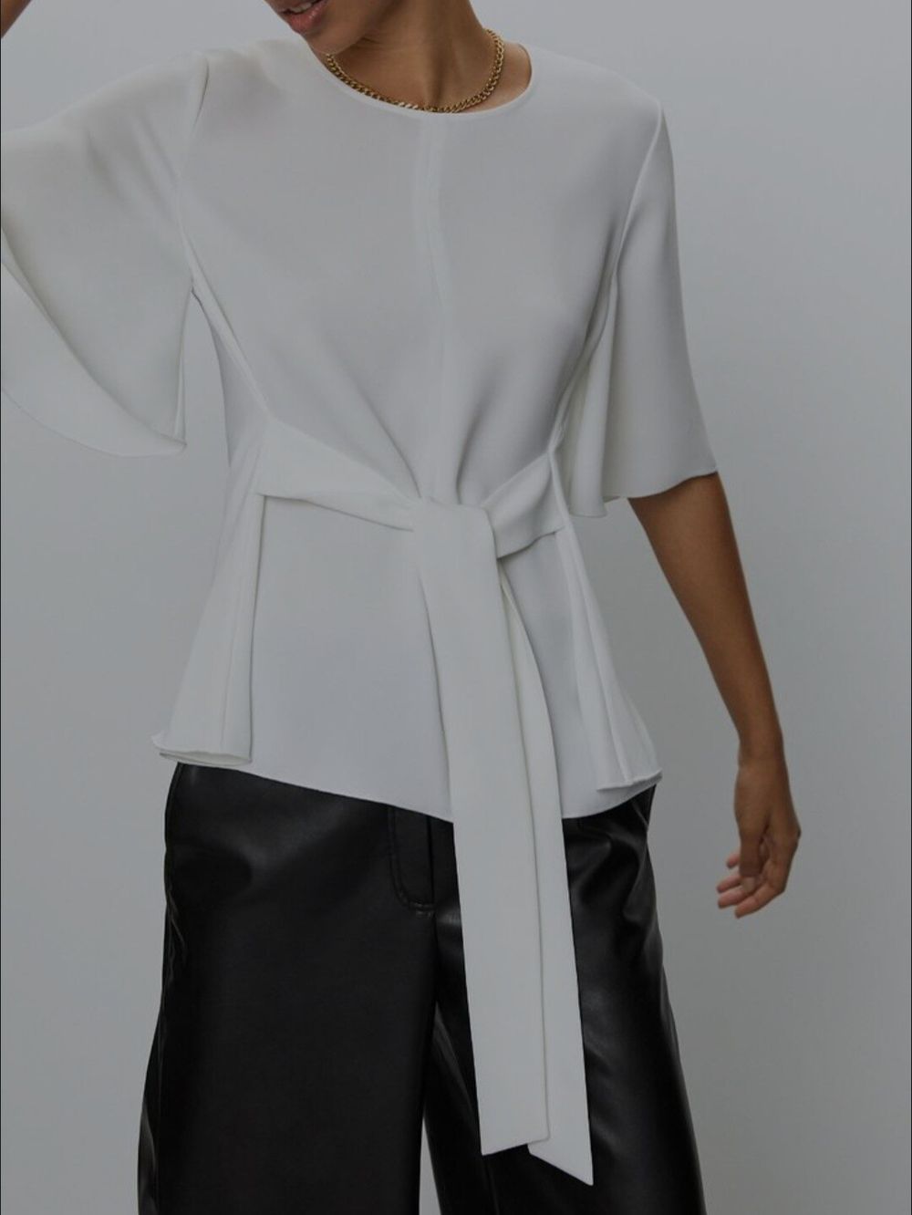 Saba White Tie detail Short Sleeve Top