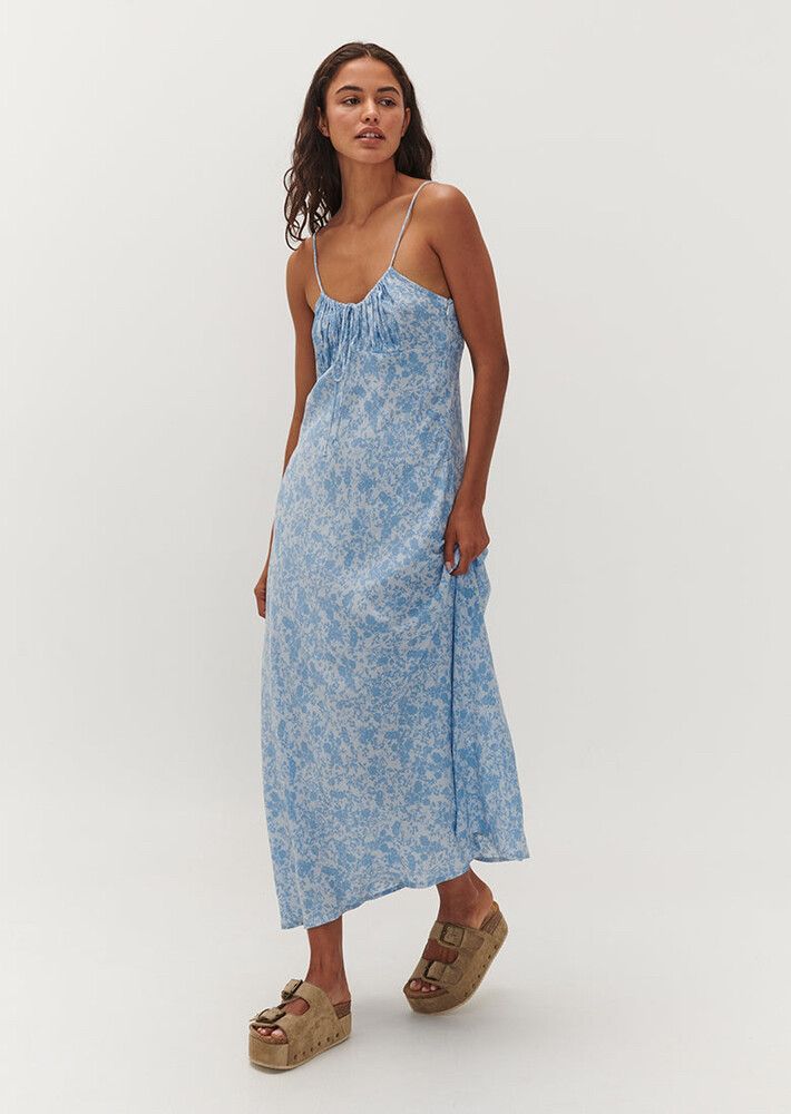 Ghanda - Ghanda Co Blue Floral Dress 12/L on Designer Wardrobe