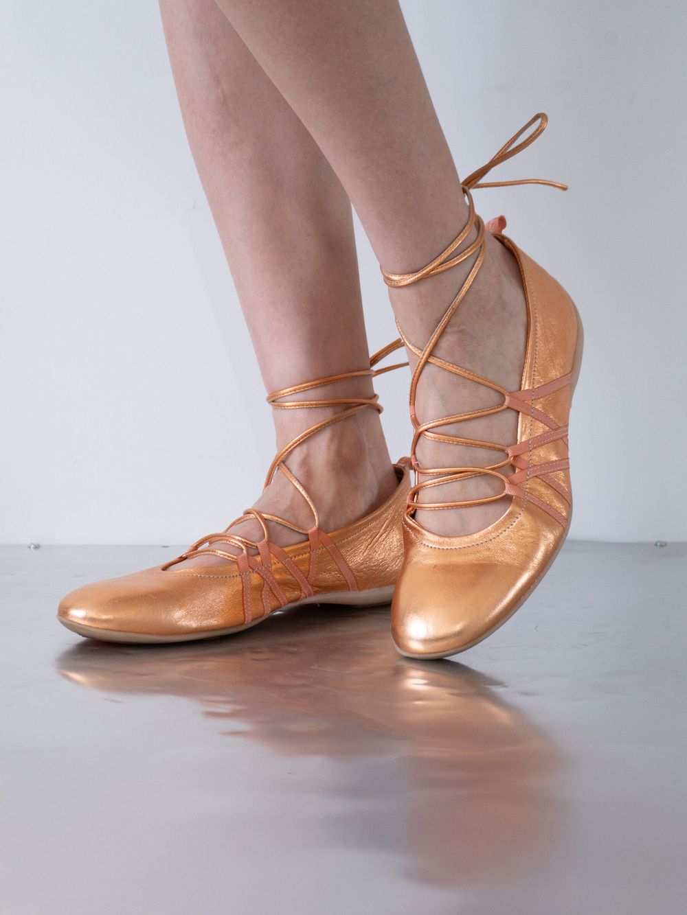 Metallic Leather Ballet Flats Size 9