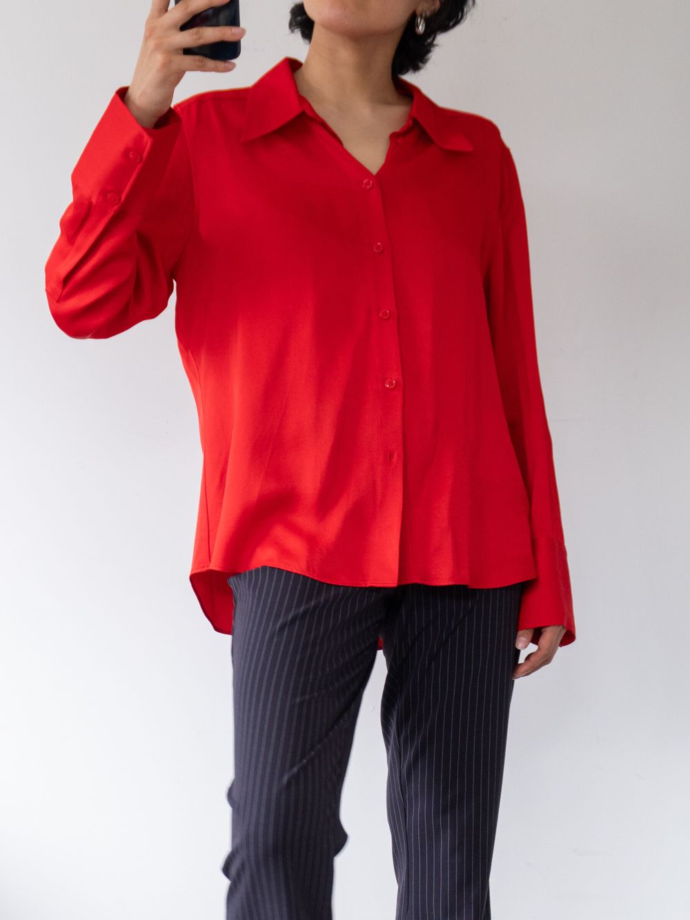 Zara Classic Red Button-Up Shirt Size L-XL