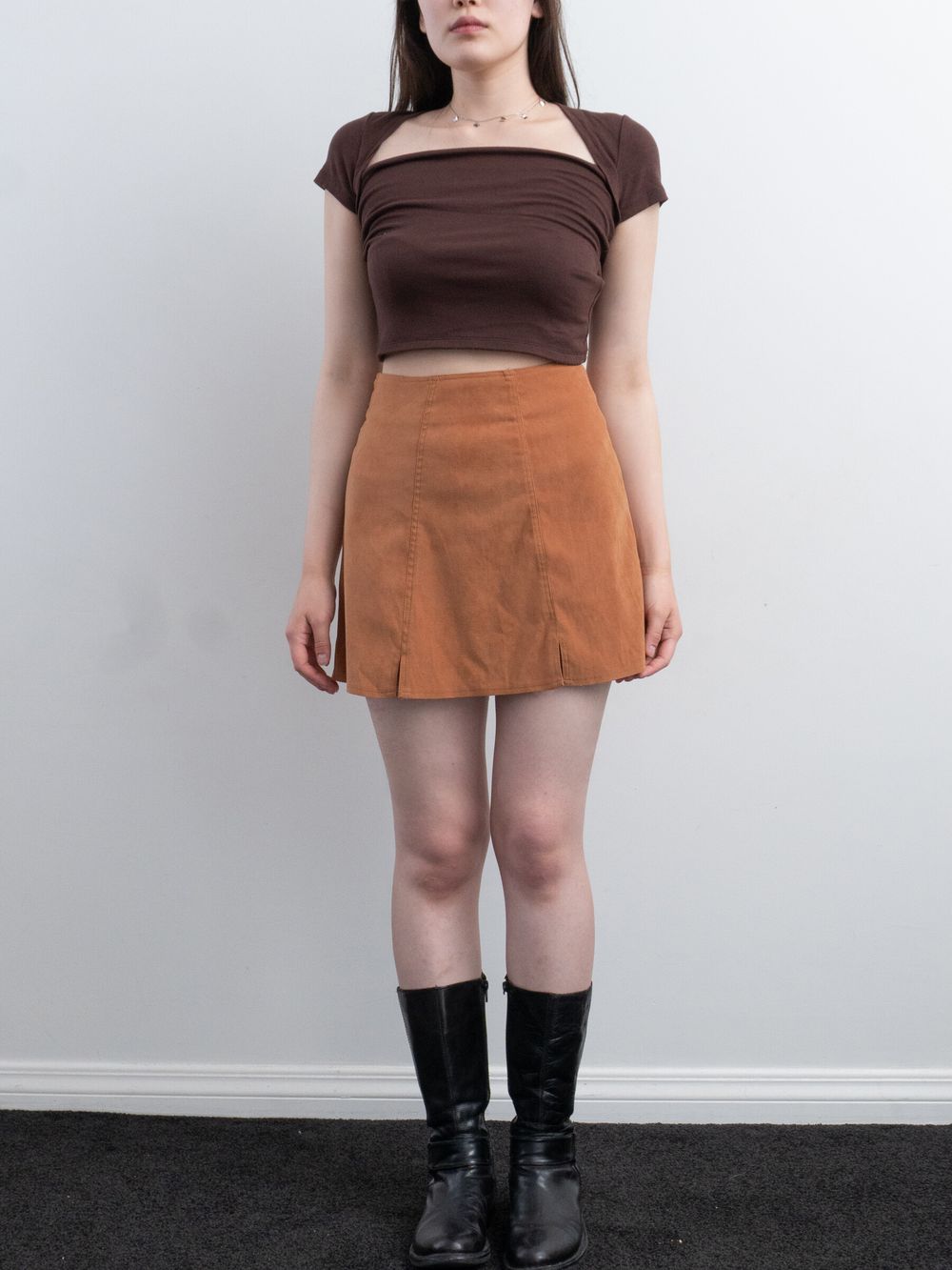 Suede-Look Mini Skirt – Size XS