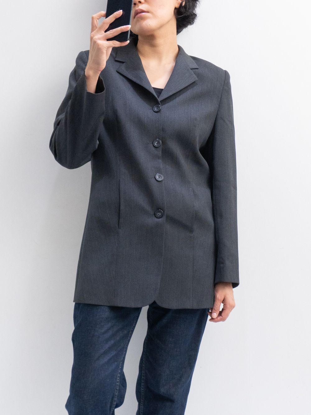Alexander McQueen Charcoal Tailored Blazer – Size 10-14