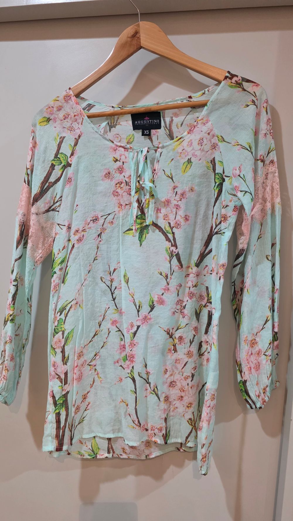 Augustine International Mint Floral Top
