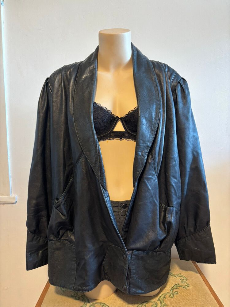 Johenic Oversized Black Leather Jacket