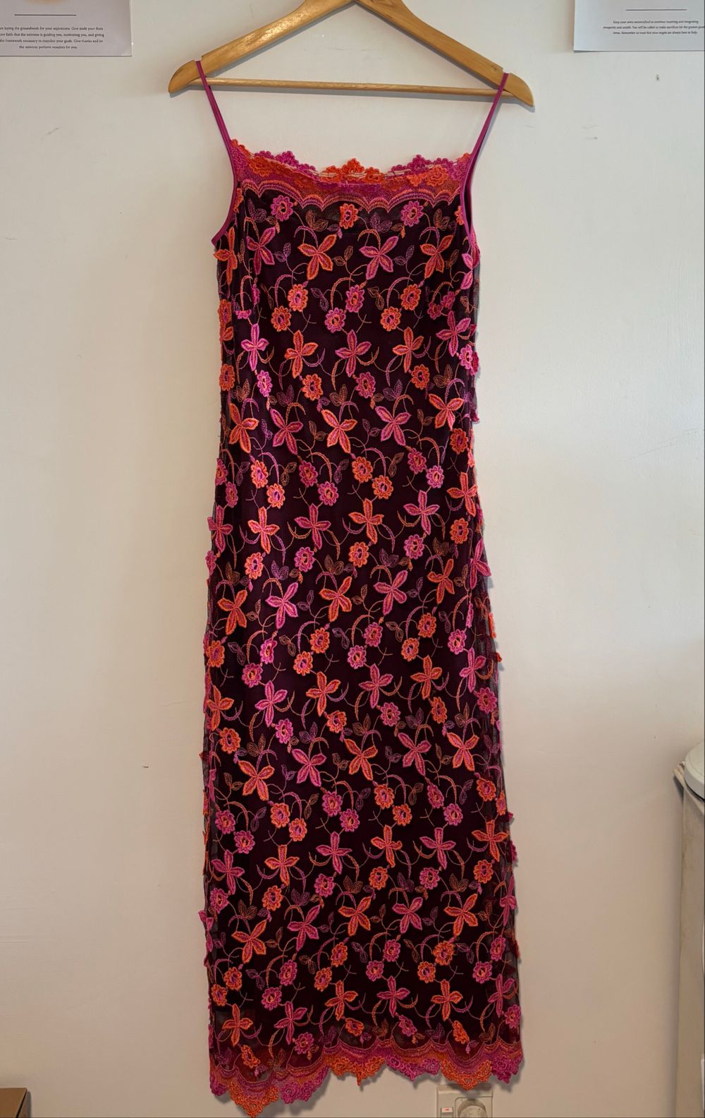 Bang Burgundy Floral Embroidered Midi Dress