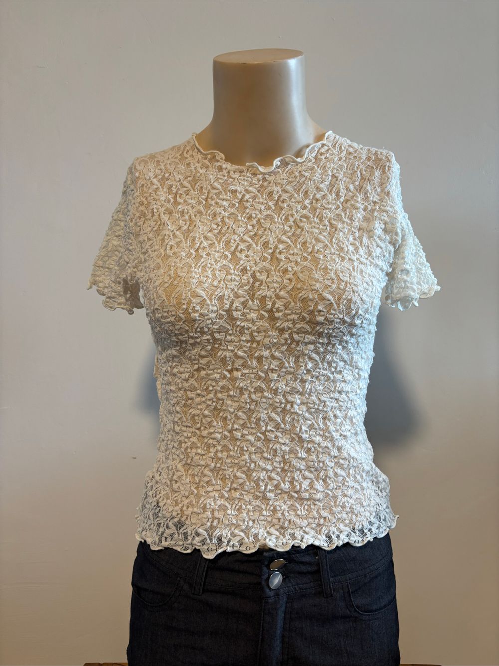 EV Studio White Lace Top