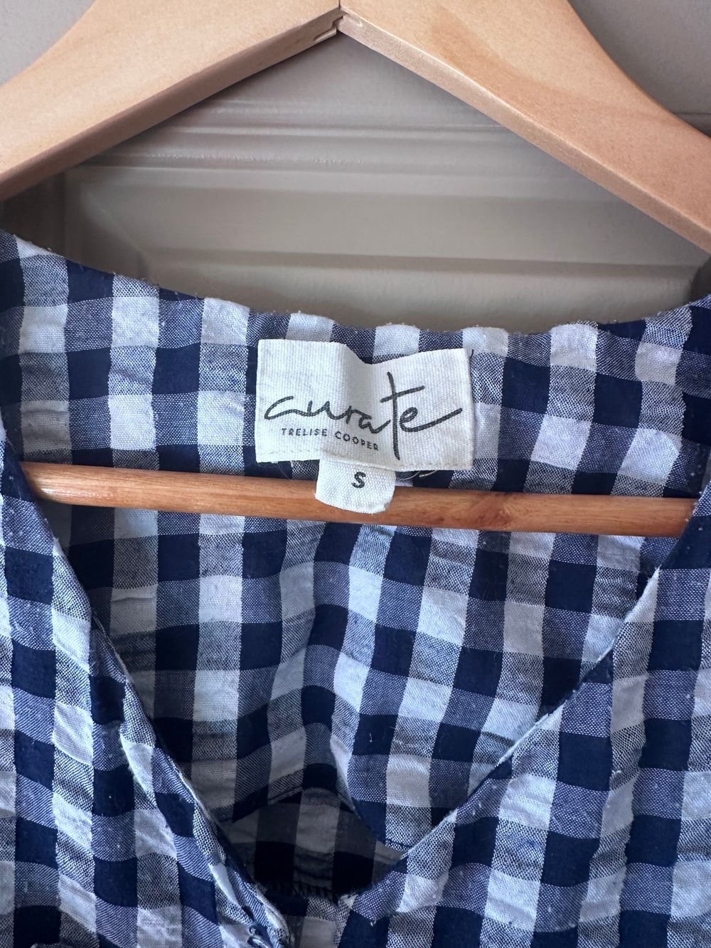 Curate Navy Gingham Tiered Dress