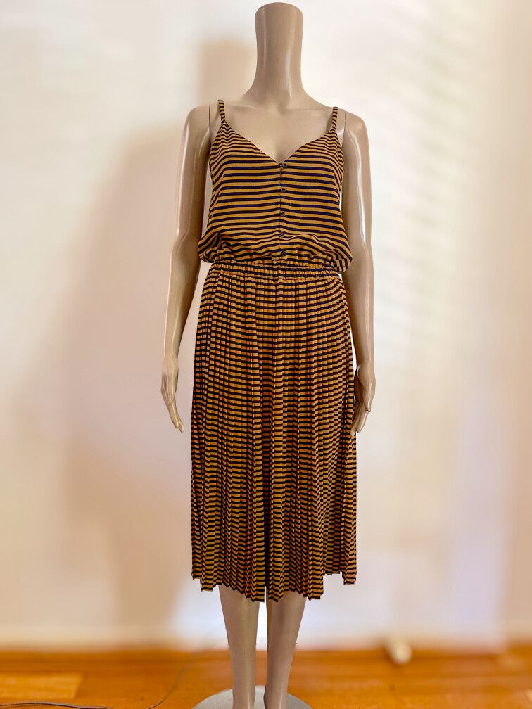 Sessun gold and navy stripe summer dress M