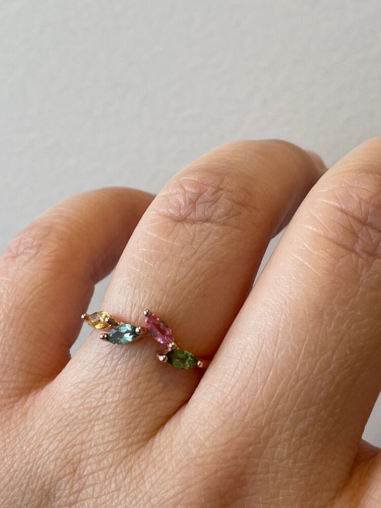 Rose gold Plated Silver Ring With Tourmaline
