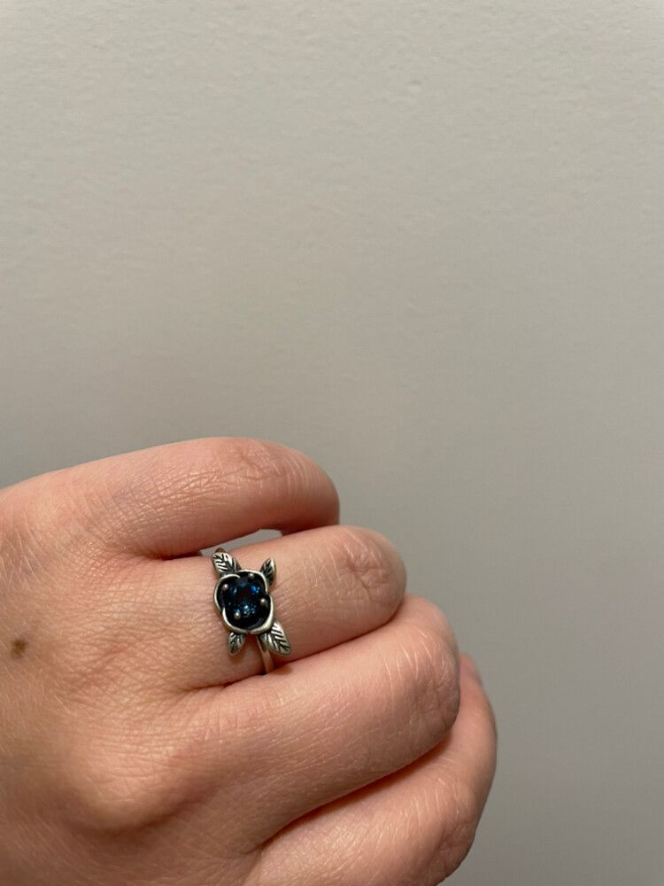 Silver London Blue Topaz Rose Ring
