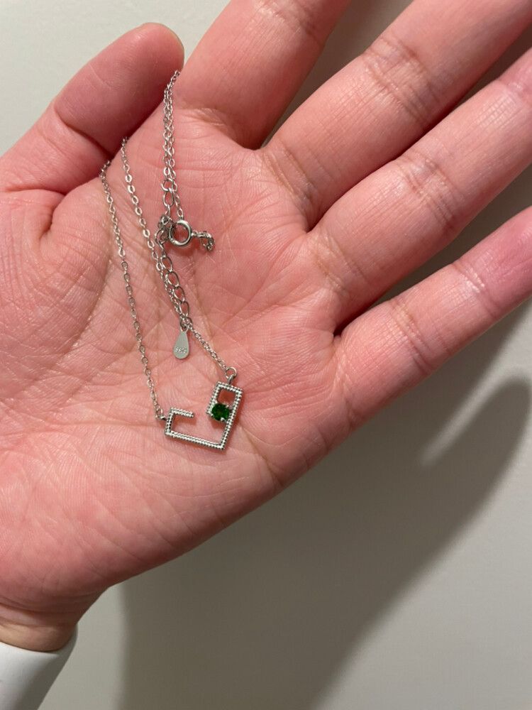 Silver heart Diopside necklace