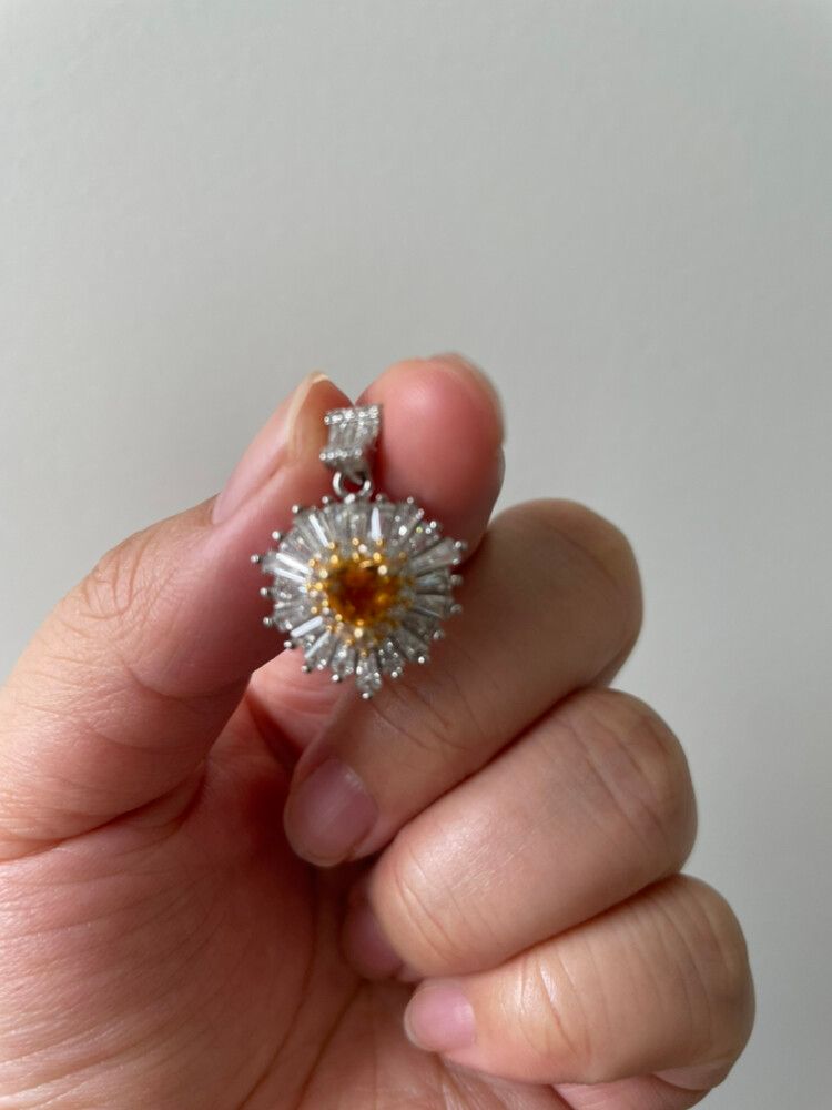 Silver Heart Shaped Citrine Pendant