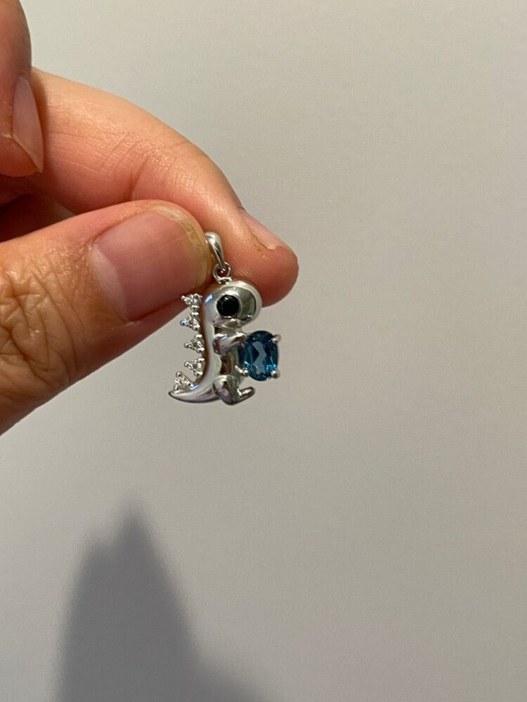 Silver Topaz Dinosaur Pendant