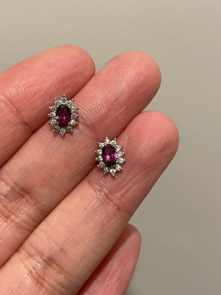 Serling Silver Purple Garnet Earrings