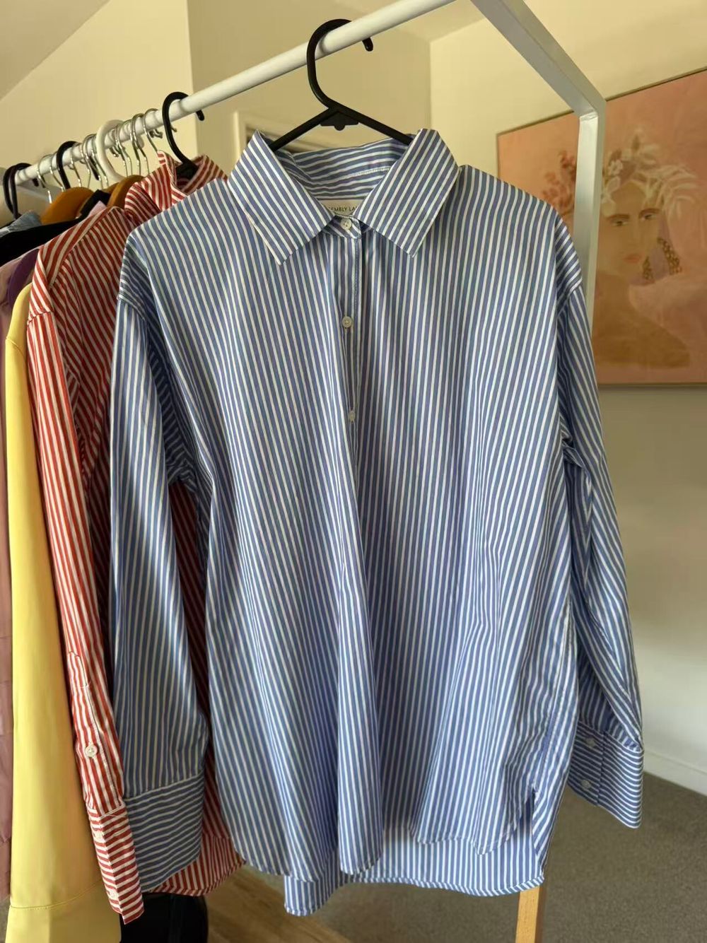 Assembly Label Blue & White Striped 100% Cotton Shirt - Excellent Condition!