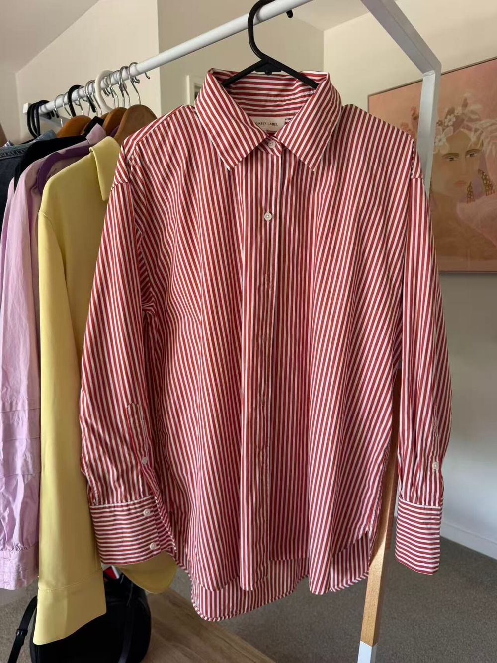 Assembly Label Red And White Striped Shirt