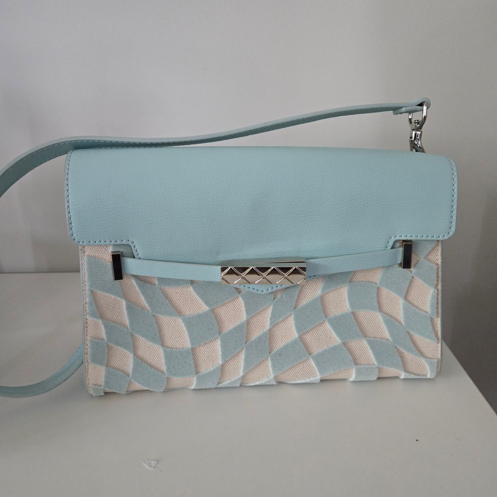 CHARLES & KEITH Sabrina Checkered Envelope Shoulder Bag in blue